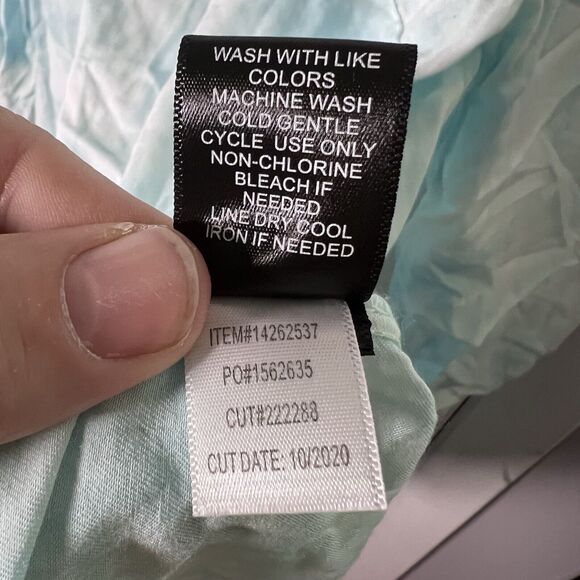 Torrid Blouse Women s Size 1X Turquoise Tie Dye Tie Neck Long Sleeve Flowy - Picture 8 of 10